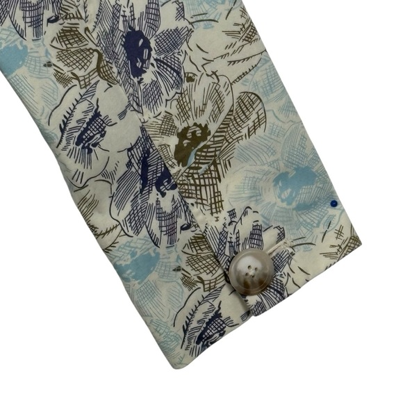 Old Navy Blue Floral Trench Coat Women’s Large – Vintage Y2K Spring Jacket - Picture 8 of 14